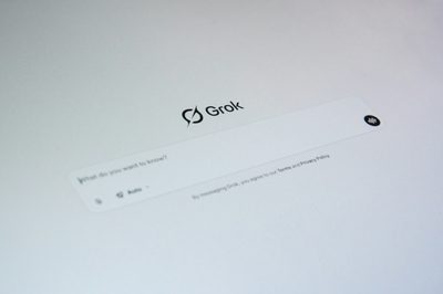 Grok ai interface with a question prompt