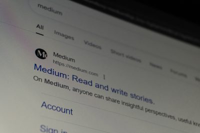 Screenshot of the medium website search results page