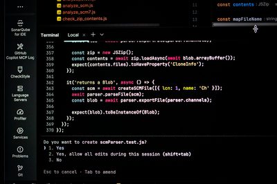 Computer screen displaying code and terminal prompts